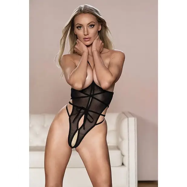 Allure Lingerie Lingerie - Packaged Allure Nicola Open Cup Mesh Teddy at the Haus of Shag