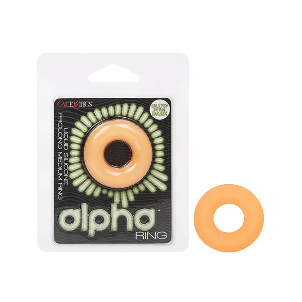 Alpha Liquid Silicone Glow in the Dark Prolong Cock Ring - Orange / Medium - Penis Enhancement