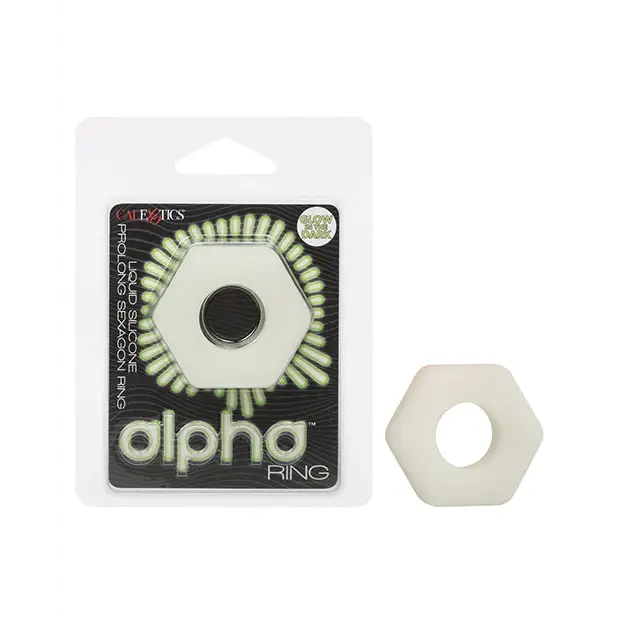 Alpha Liquid Silicone Glow in the Dark Prolong Cock Ring - White / Medium - Penis Enhancement