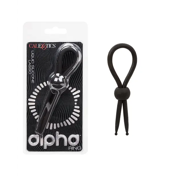 Alpha Liquid Silicone Lasso Cock Ring - Black - Penis Enhancement