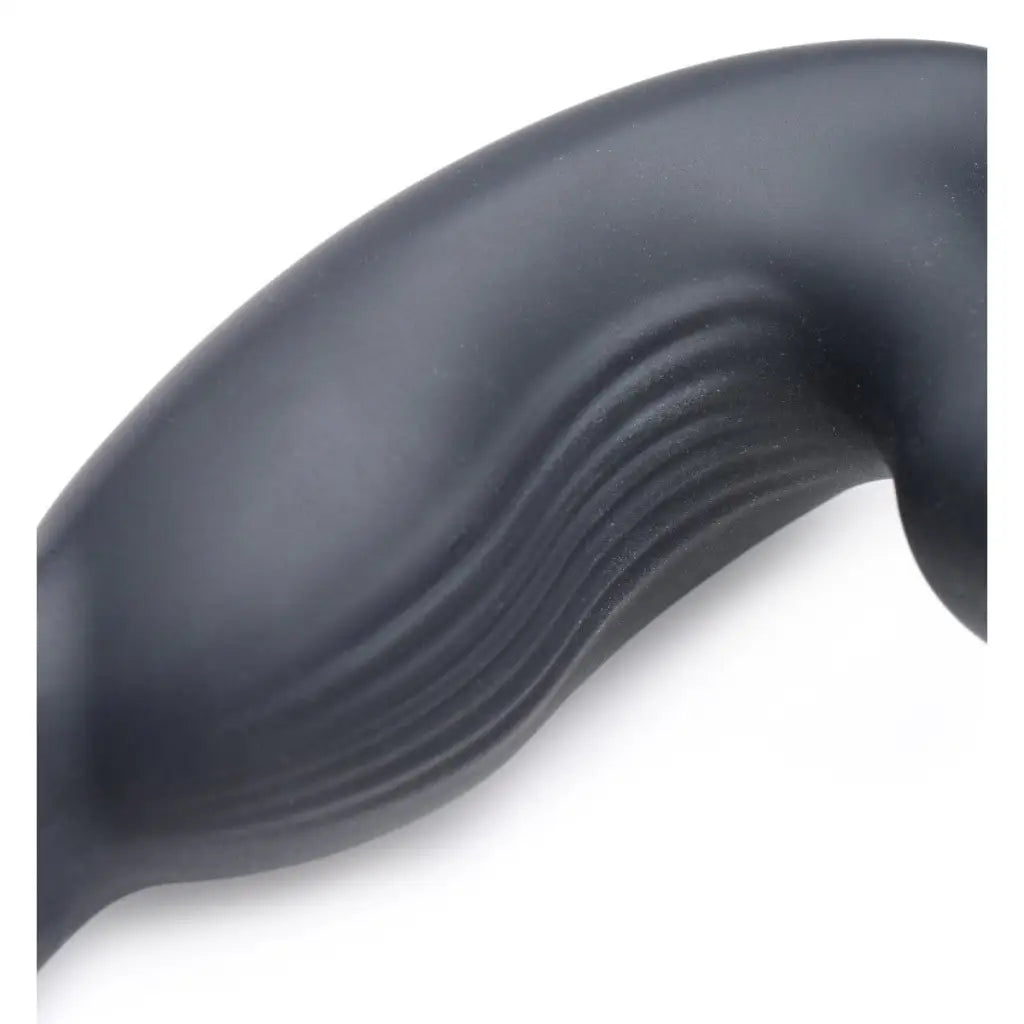 Alpha-Pro 7X strap milker: matte black, wave-like vibrating prostate stim with harness