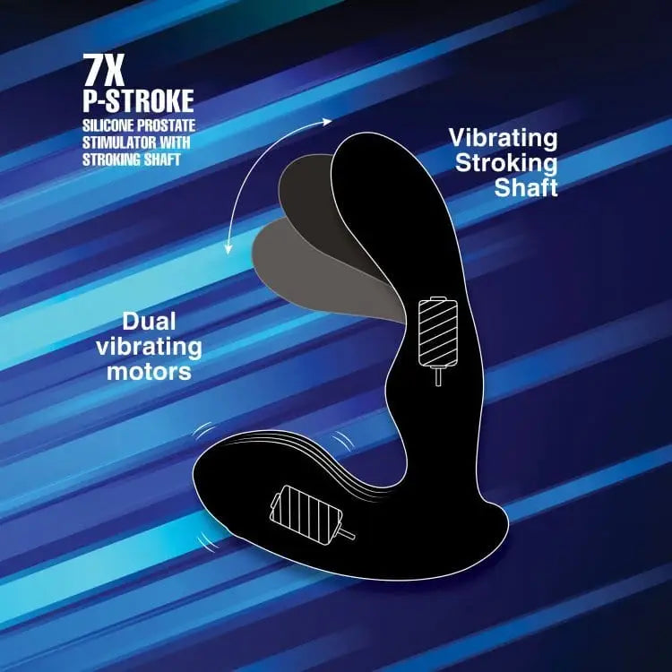 Alpha-Pro 7X Silicone Prostate Stimulator with Vibrating Stroking Shaft and Dual Motors