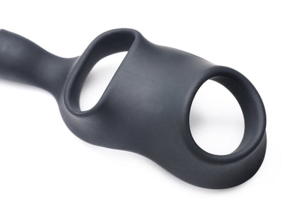 Alpha-Pro Prostate Vibrator Black Alpha-Pro 10X P-BOMB Cock & Ball Ring with Vibrating Anal Plug at the Haus of Shag