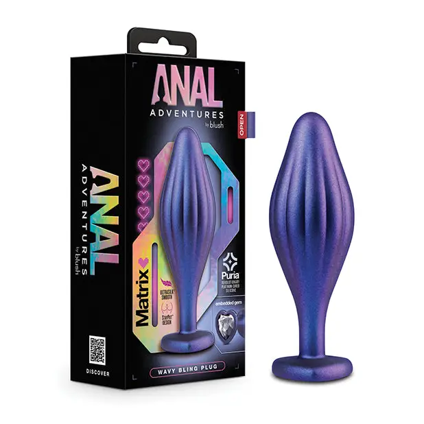 Anal Adventures Matrix By Blush Wavy Bling Anal Plug - Purple - Butt Plug