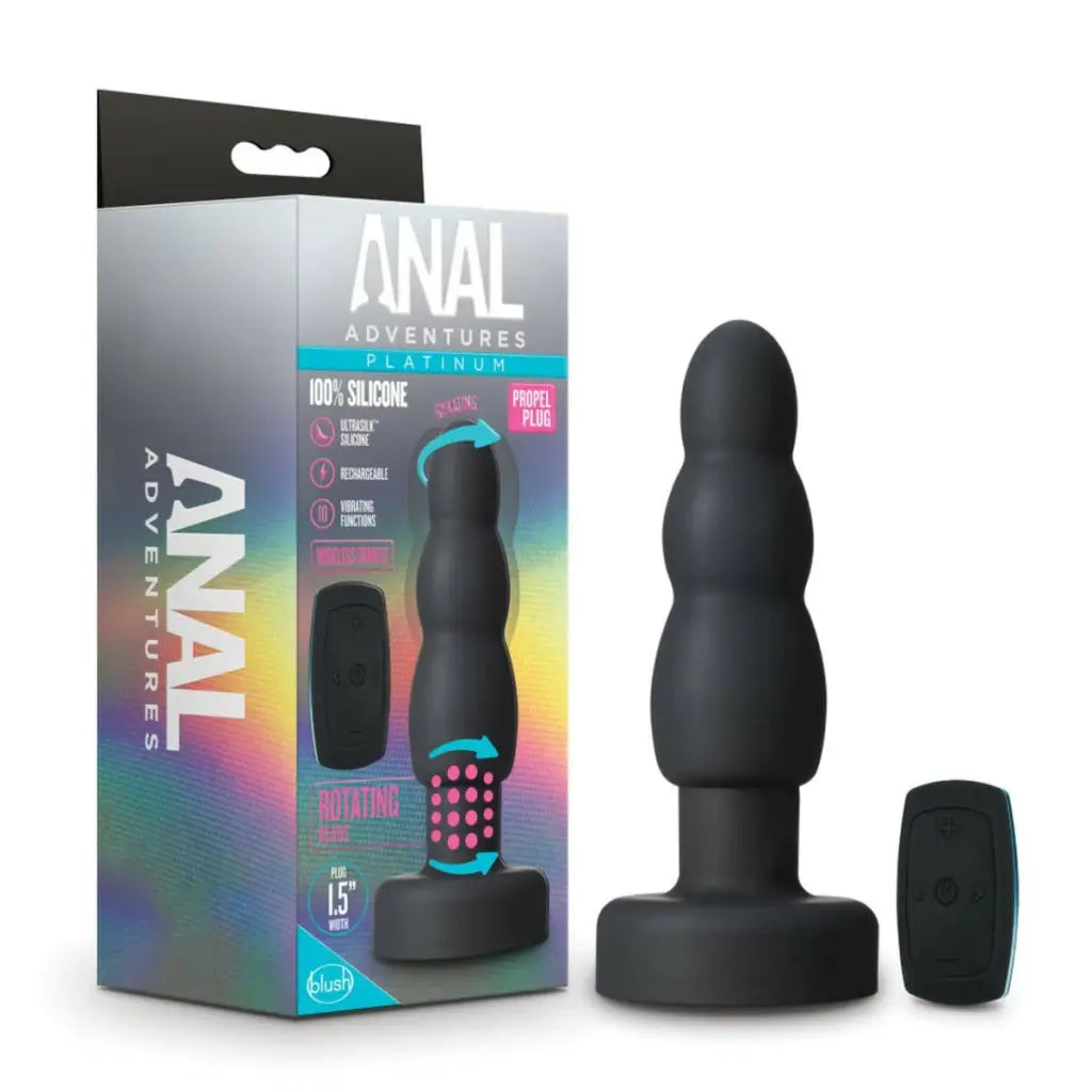 Blush Novelties Vibrator Anal Adventures Platinum Propel Plug Black at the Haus of Shag