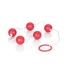 Anal beads: a set of red plastic balls with a white string for pleasurable sensations