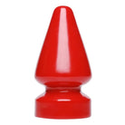 Red conical anal destructor plug with a rounded base for enhanced pleasure and comfort