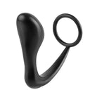 Curved black silicone sex toy with ring handle from Anal Fantasy Ass-Gasm Cock Ring Plug