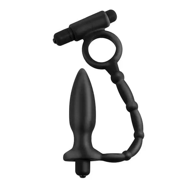 Anal Fantasy Powered Plug Black Anal Fantasy Ass-Kicker With Cock Ring at the Haus of Shag