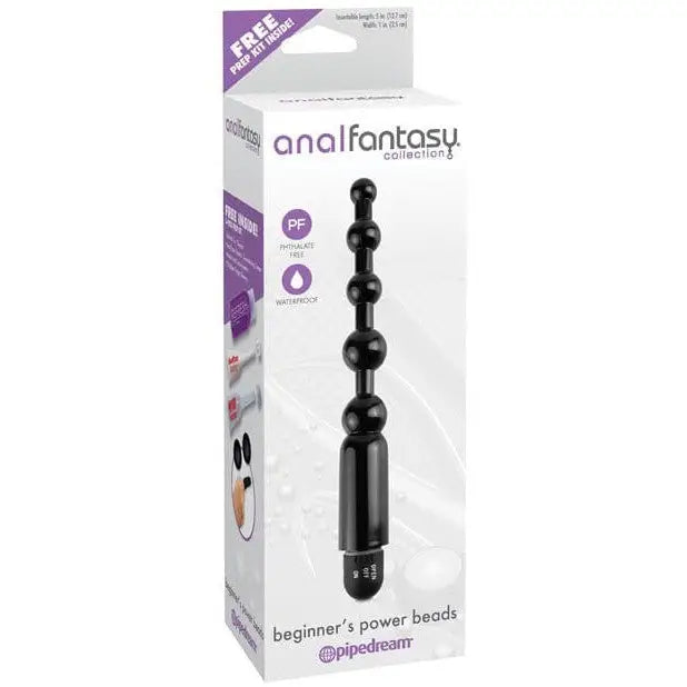 Anal Fantasy Beginner’s Power Beads: Black anal beads with graduated spheres and a handle