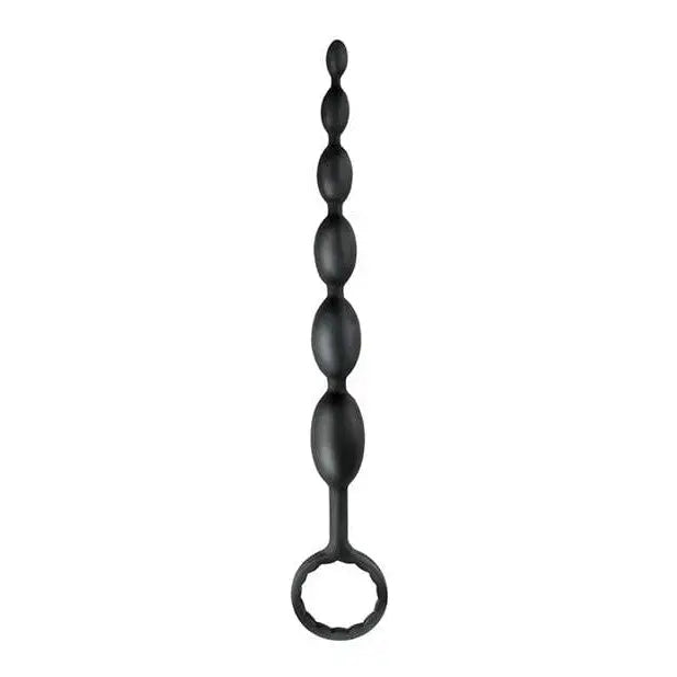 Anal Fantasy Collection First Time Fun Beads - black silicone anal beads with ring handle