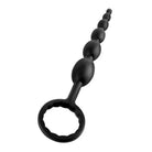 Anal Fantasy Collection First Time Fun Beads: Black anal beads with ring-shaped handle