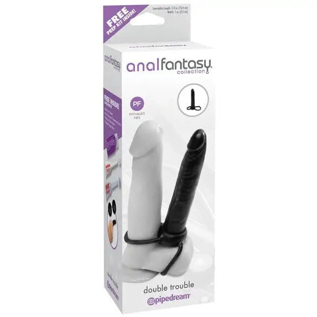 Anal Fantasy Double Trouble double-ended adult toy in white & black, retail box