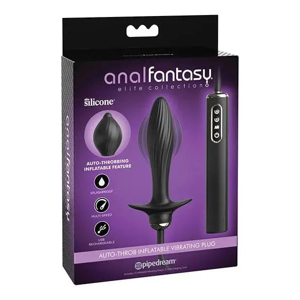 Anal Fantasy Inflatable Plug Anal Fantasy Elite Collection Auto Throb Inflatable Vibrating Plug - Black at the Haus of Shag