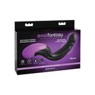 Curved black silicone Hyper Pulse P Spot Massager with purple attachment in packaging