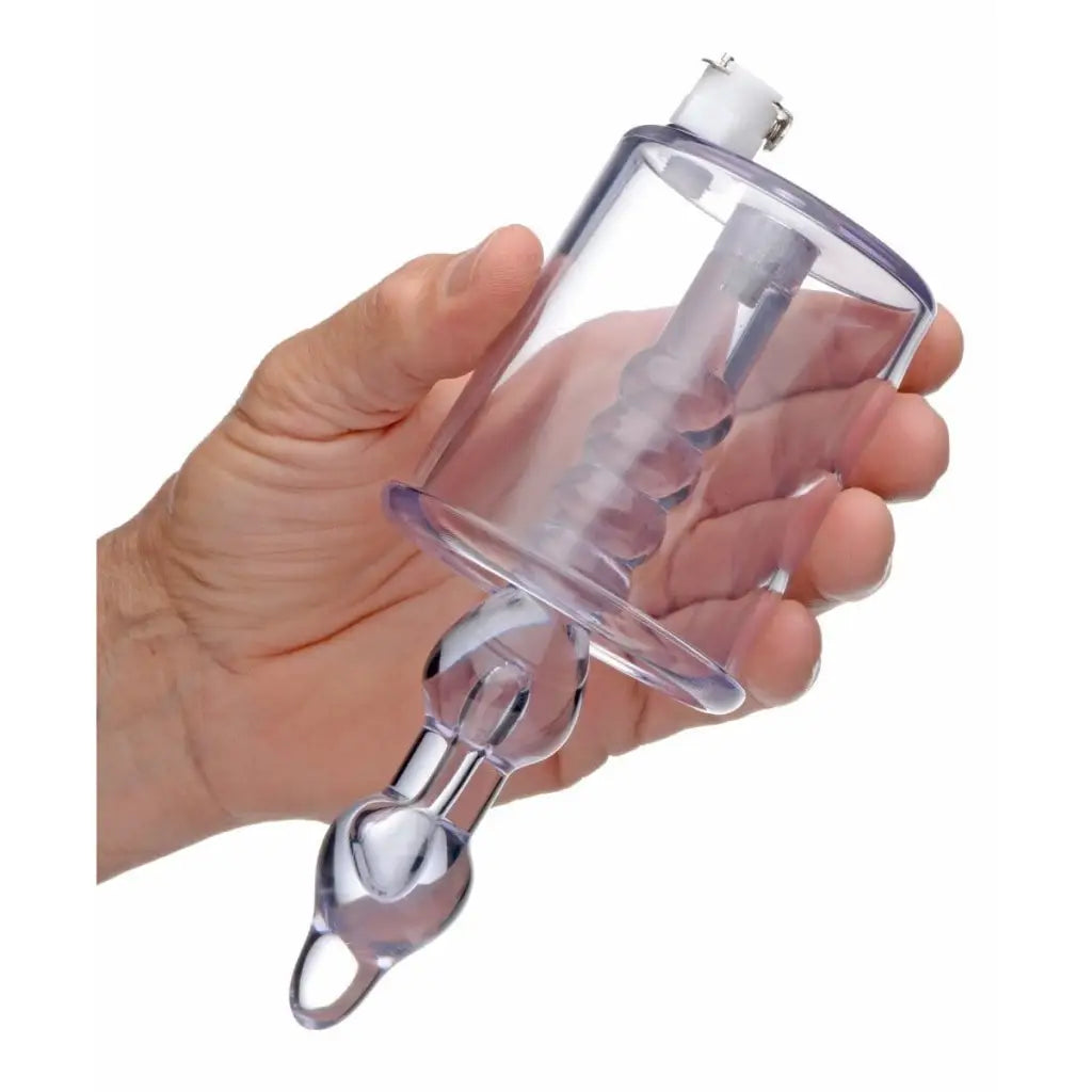 Anal Pump Cylinder: Clear plastic hamster water bottle with metal spout and ball bearing