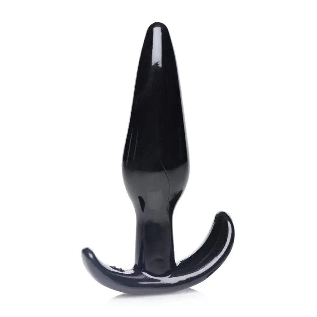 Black plastic Anal Teaser Comfort Plug with a long tail for enhanced pleasure