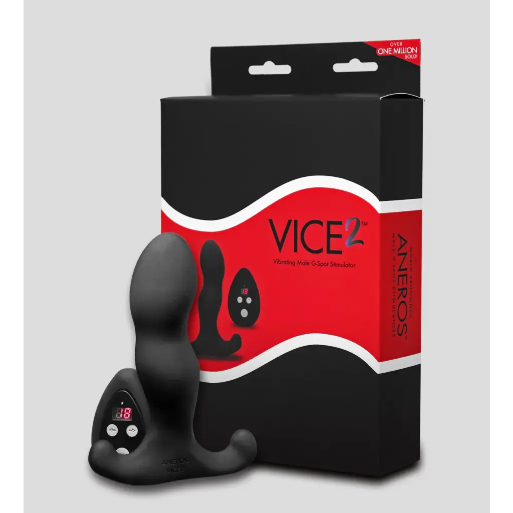 Aneros Vice 2 Rechargeable Remote-Controlled Vibrating Prostate Stimulator - Black - Powered Butt Plug