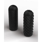 Two black cylindrical objects with different textures for Arcwave Ghost Reversible Pocket Stroker