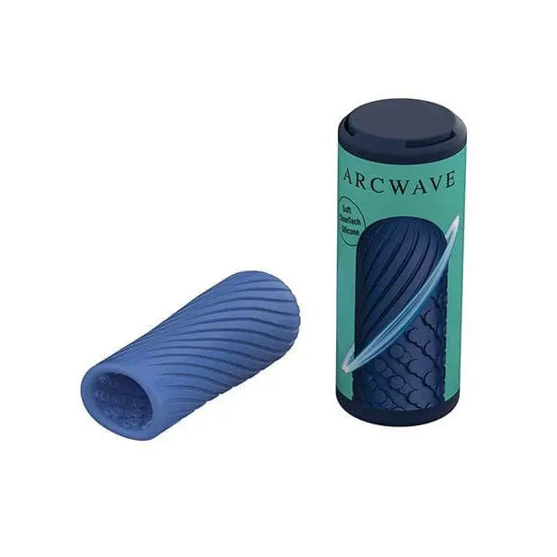 Arcwave Ghost Reversible Pocket Stroker: Blue silicone sleeve with textured ridges