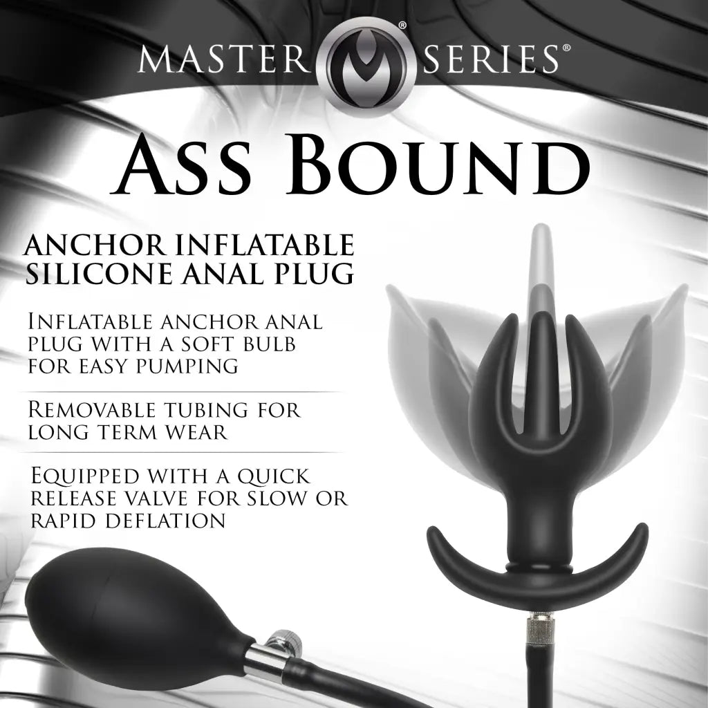 Ass Bound Anchor Inflatable Silicone Anal Plug with pump bulb and quick-release feature