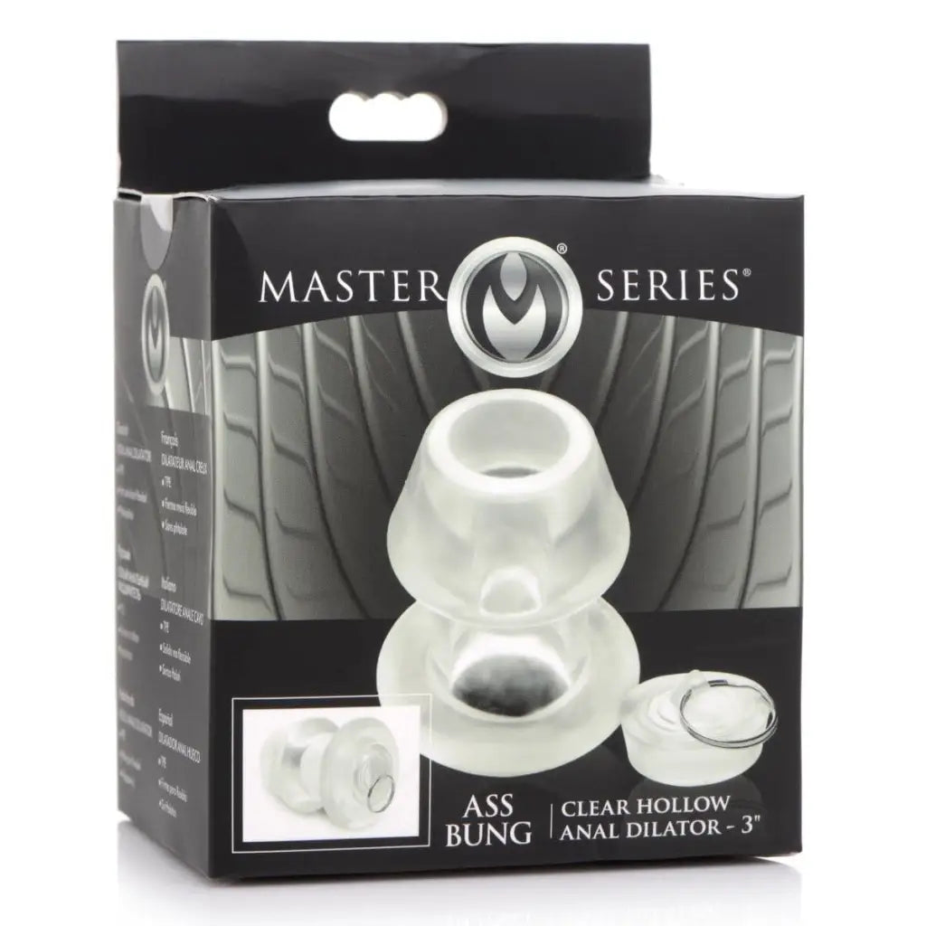 Master Series Plug Ass Bung Clear Hollow Anal Dilator With Plug at the Haus of Shag