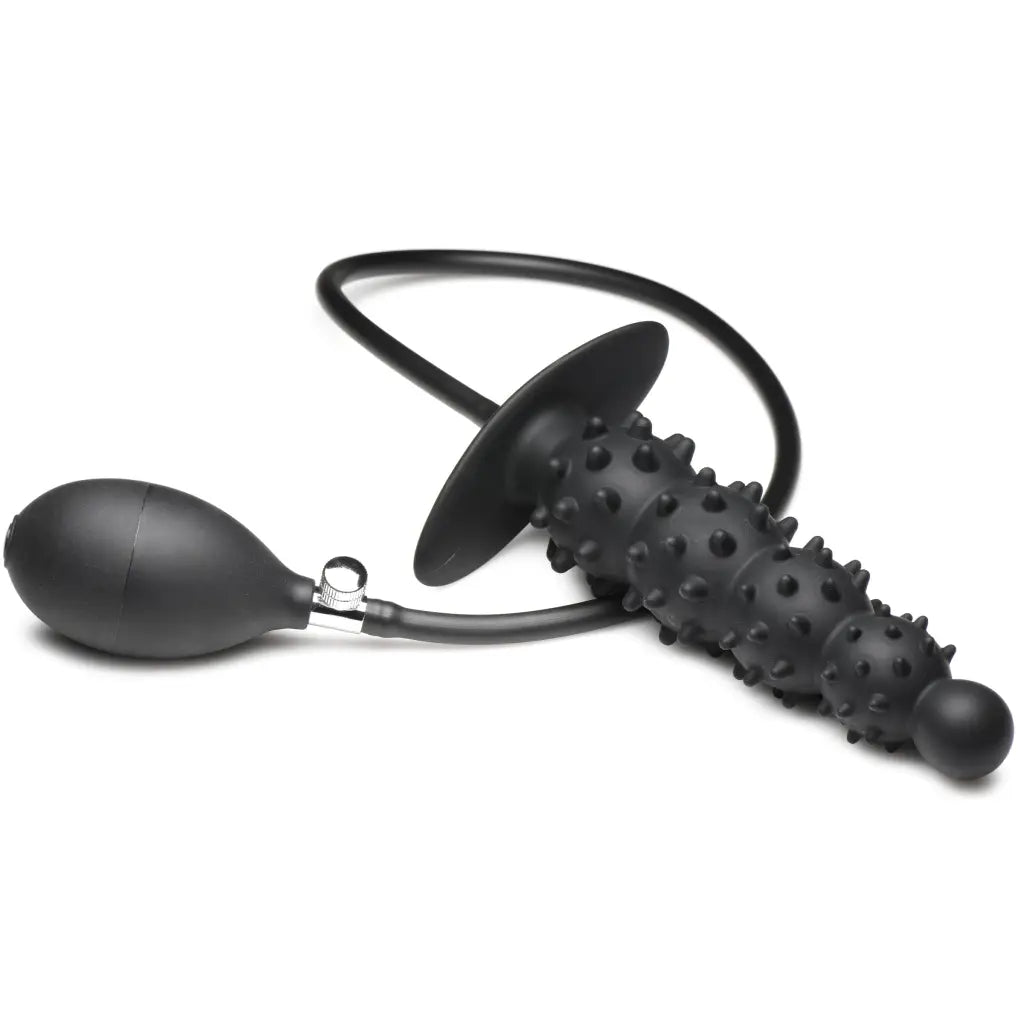 Ass Puffer Nubbed Inflatable Silicone Anal Plug - Black - Inflatable Butt Plug