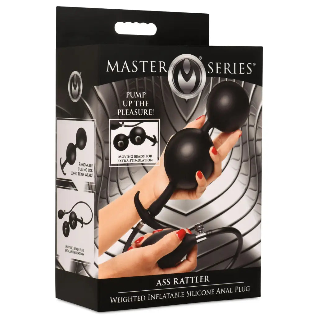 Ass Rattler Weighted Inflatable Silicone Anal Plug - Black - Inflatable Butt Plug