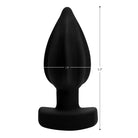 10X Ribbed Silicone Black Anal Plug with Teardrop Insertable Portion and Flared Base