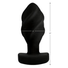 Driller 10X Swirled Silicone Vibrating Butt Plug - Black, Flared Base, Tapered Tip