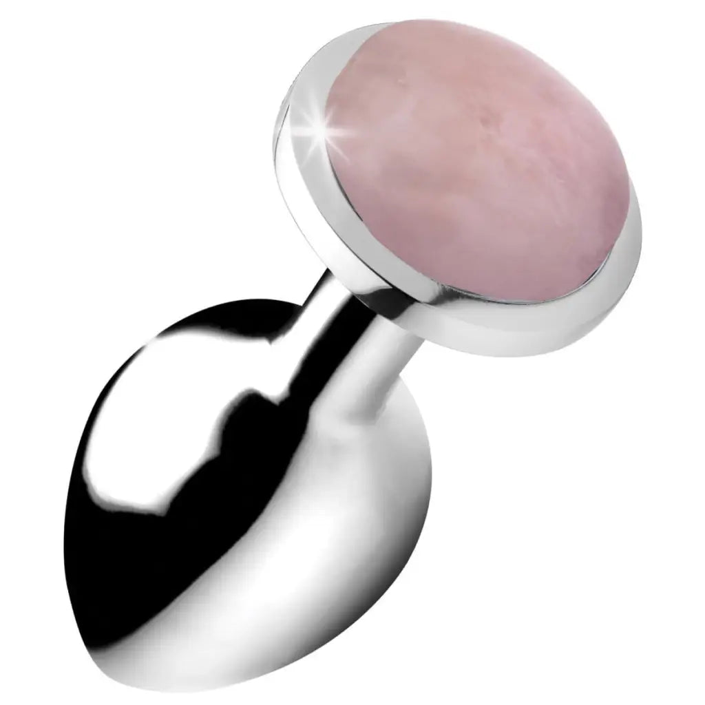 Booty Sparks Plug Medium Authentic Rose Quartz Gemstone Anal Plug at the Haus of Shag