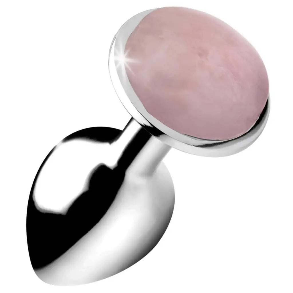 Booty Sparks Plug Small Authentic Rose Quartz Gemstone Anal Plug at the Haus of Shag