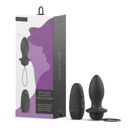 B Swish Bfilled Classic Unleashed Vibrating Plug - Black - Powered Butt Plug