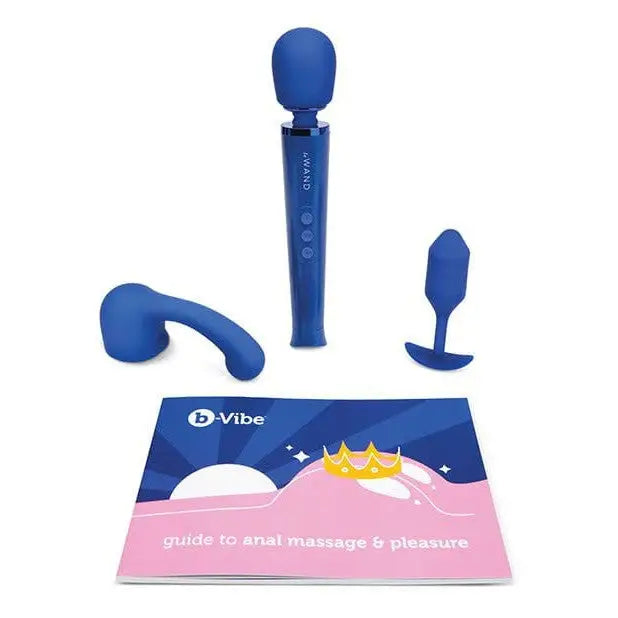 Blue and pink b-Vibe Anal Massage & Education Set with microphone, headphones, and more