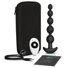 Black case with remote and object for b-Vibe Cinco Vibrating Anal Beads