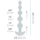 Diagram of b-Vibe Cinco Anal Beads with long tail for enhanced stimulation