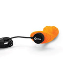 b-Vibe Medium Texture Plug with Vie Sports Earphone in vibrant orange color for enhanced vibe