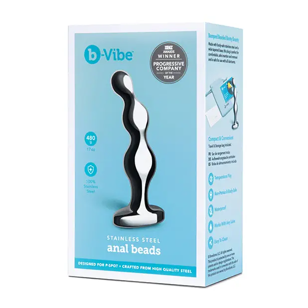 b-Vibe Stainless Steel Anal Beads - Silver - Anal Beads