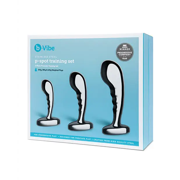 b-Vibe Stainless Steel P-Spot Training Set - Silver - Butt Plug