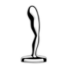 Black and white sculpture of a female with b-Vibe stainless steel prostate plug