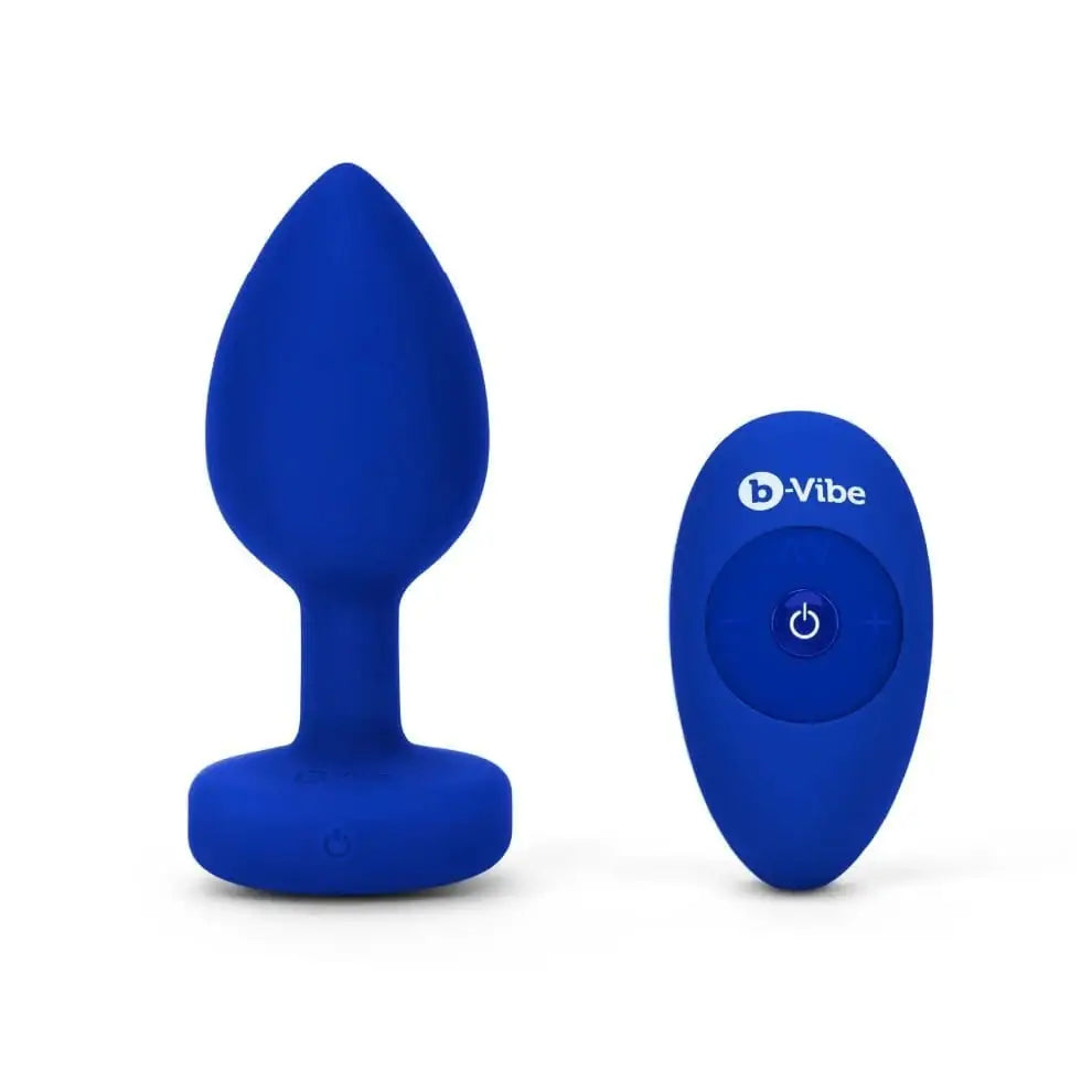 Blue b-Vibe Vibrating Jewel Plug on display, showcasing the sleek and vibrant design