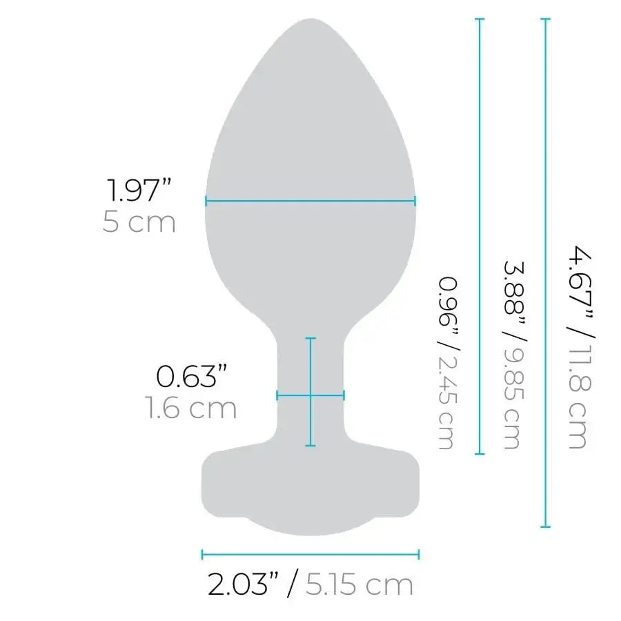 Image illustrating the dimensions of the b-Vibe Vibrating Jewel Plug for product details