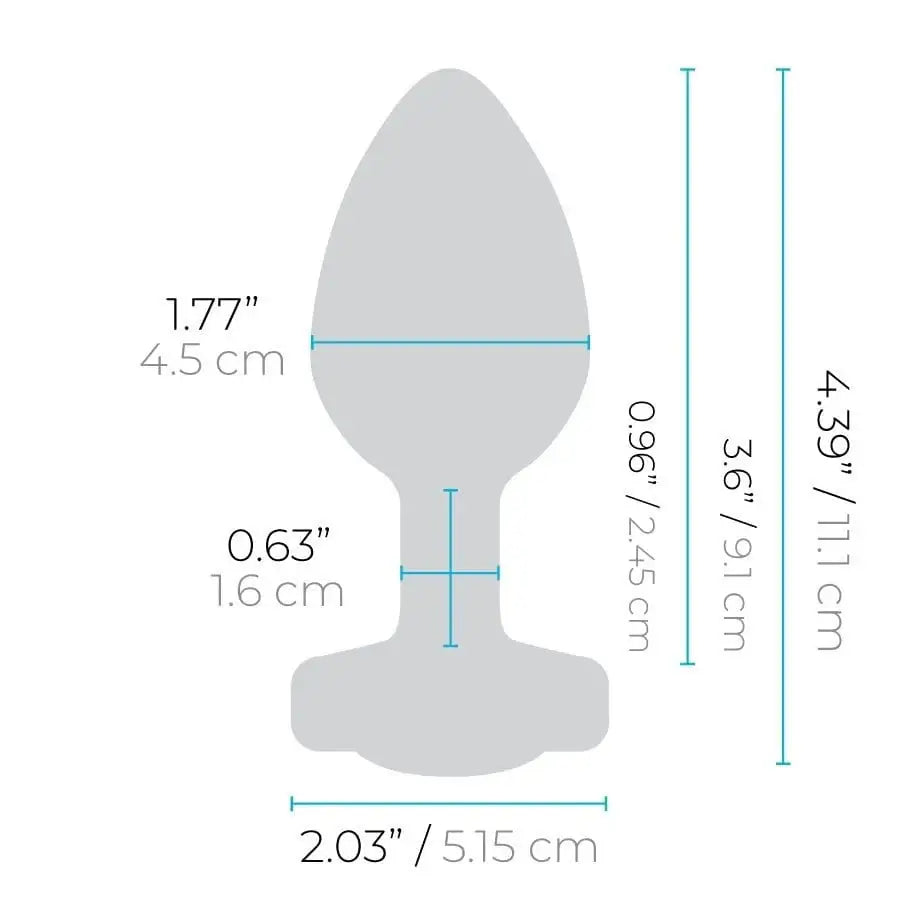 Dimensions of the person displayed with b-Vibe Vibrating Jewel Plug in use