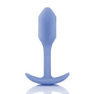 Blue b-Vibe Weighted Snug Plug 1 - 55 Grams with Smooth Grip Handle against white background