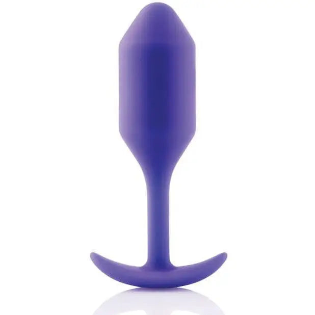 Purple silicone weighted snug plug with curved tail - b-Vibe Weighted Snug Plug 2, 114 grams