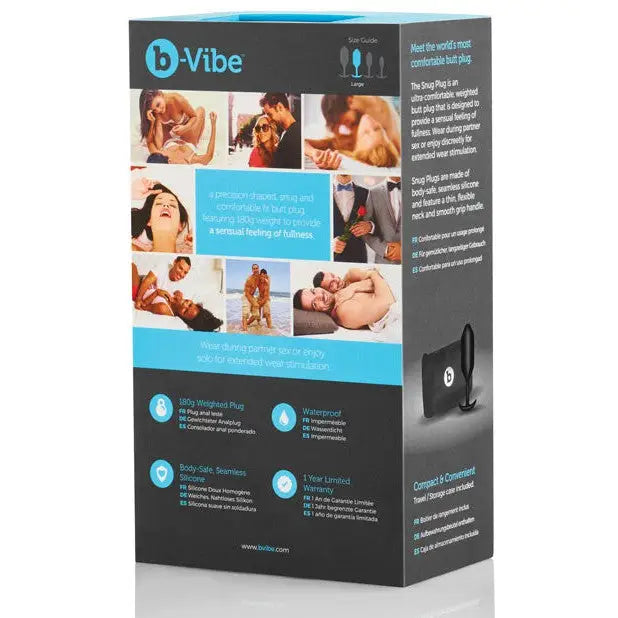 b-Vibe Weighted Snug Plug 3 - 180 Grams with vbe box and packaging displayed