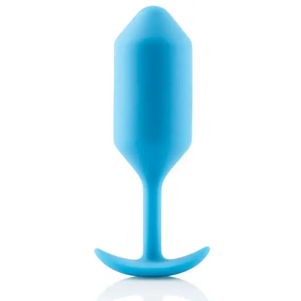 Blue glass with curved handle featured in b-Vibe Weighted Snug Plug 3 - 180 Grams