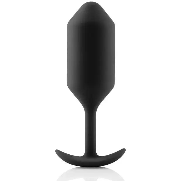 Black b-Vibe Weighted Snug Plug 3 with black handle on white background