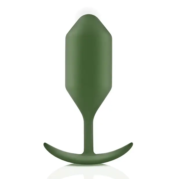 Green plastic wine bottle with white cap, b-Vibe Snug Plug 4, smooth grip handle, flexible neck