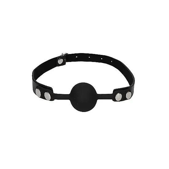 B&w Silicone Ball Gag W/ Adjustable Leather Straps - Ball Gag